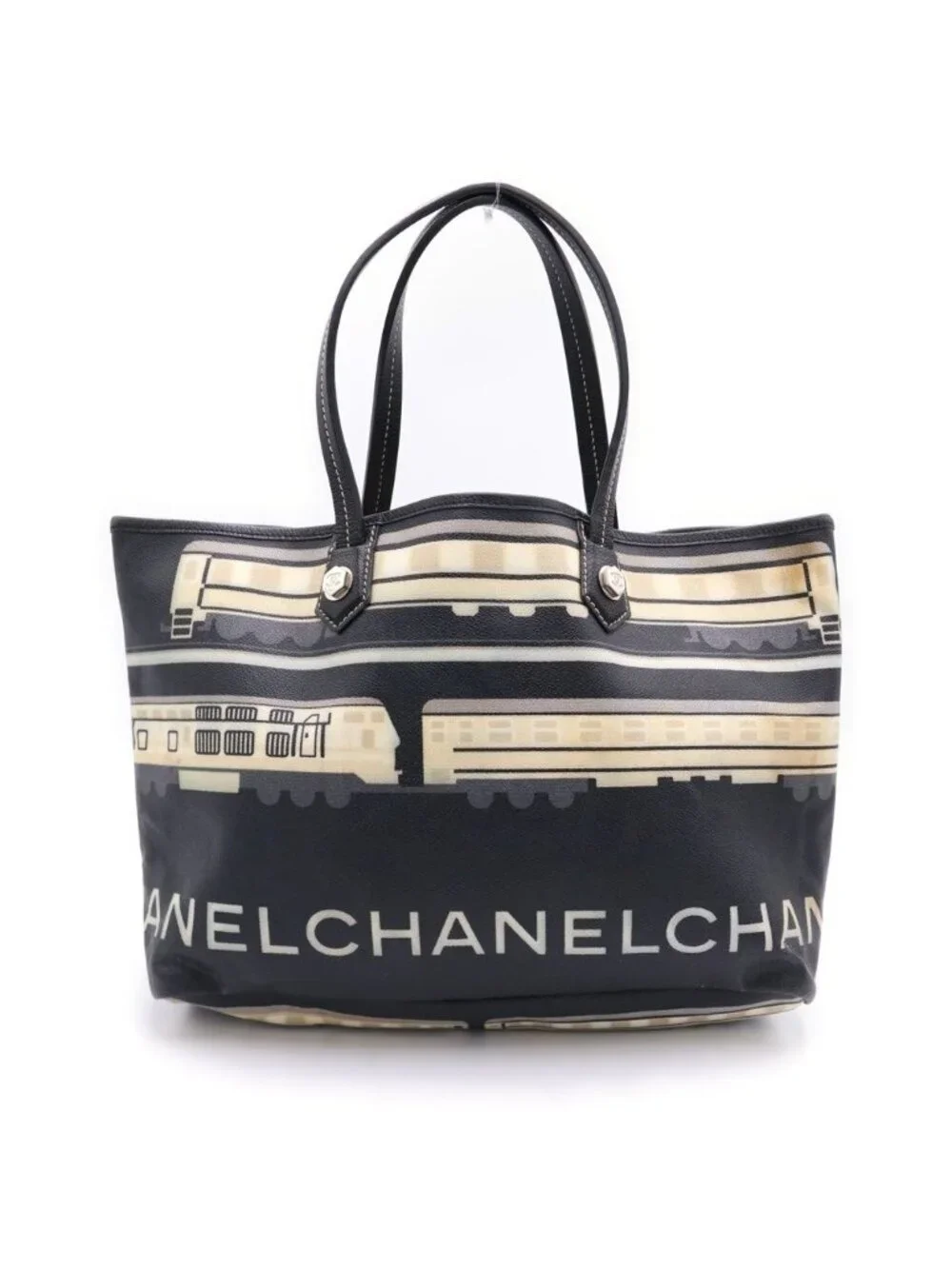 Chanel Central Station Tote Black Leather Silver